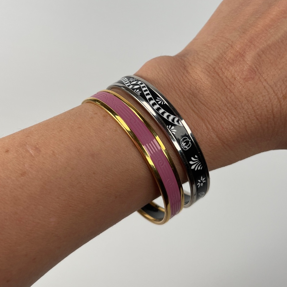 Hermes Mauve Pink Rallye Printed Enamel Bangle